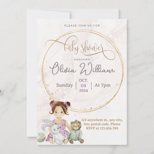 Baby doll and toys invitation