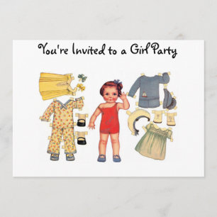 Baby Doll Paper Doll Invitations