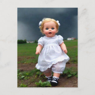 Baby Doll Running From Storm Postcard
