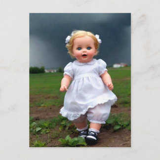 Baby Doll Running From Storm Postcard