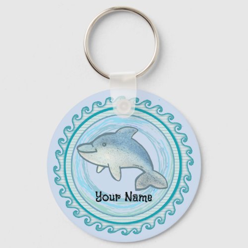 Baby Dolphin custom name Keychain