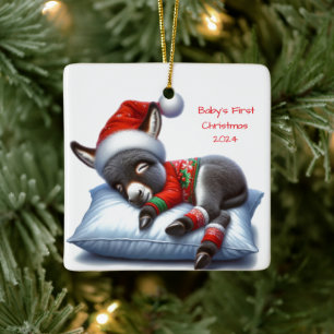 Baby Donkey Dated Christmas Ornament