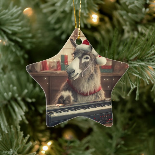 Baby Donkey Family Ornament, Donkey Lovers Gifts Ceramic Ornament (Tree)