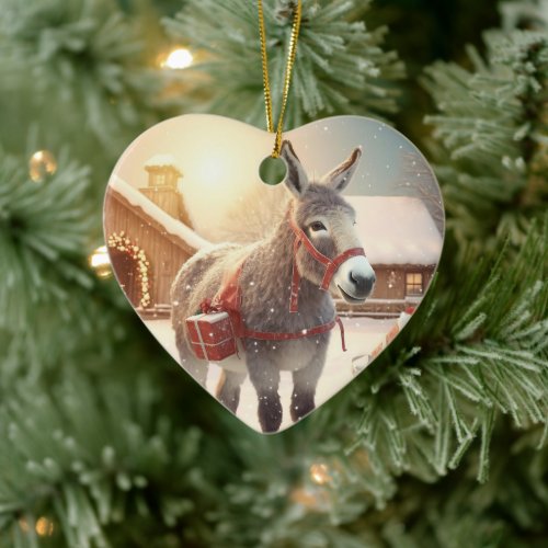 Baby Donkey Family Ornament Donkey Lovers Gifts Ceramic Ornament