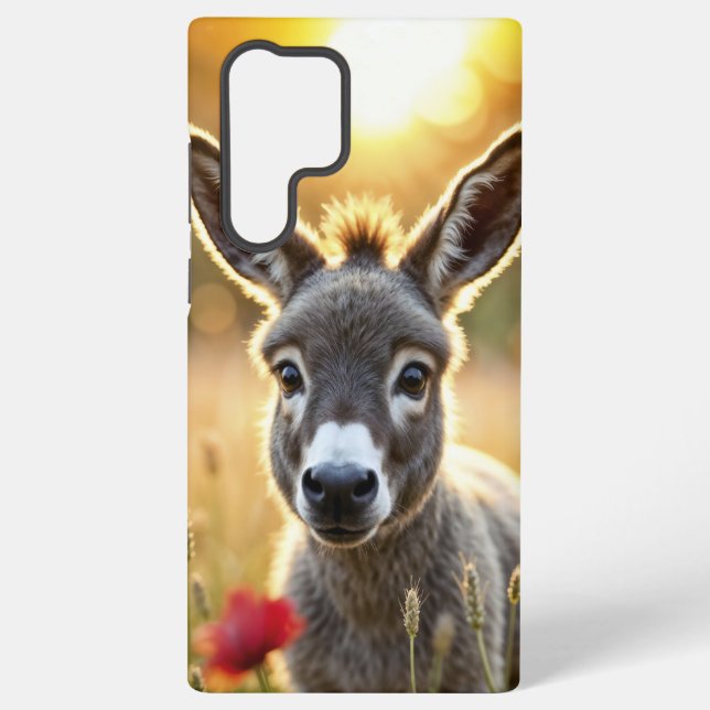 Baby donkey peaceful nature red poppies field  samsung galaxy case (Back)