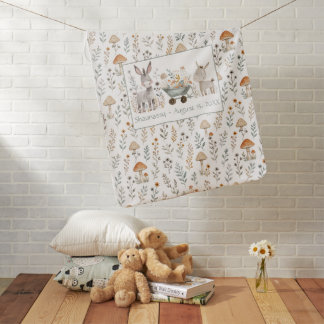 Baby Donkeys Floral Monogram Baby Blanket
