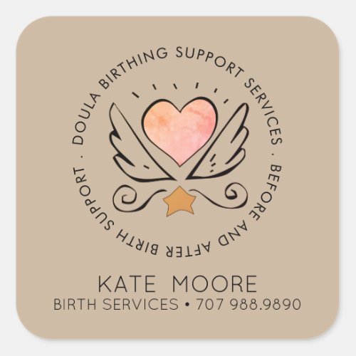 Baby Doula Birth Coach Midwife Badge Square Sticker