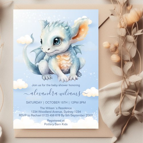 Baby Dragon Baby Shower Invitation