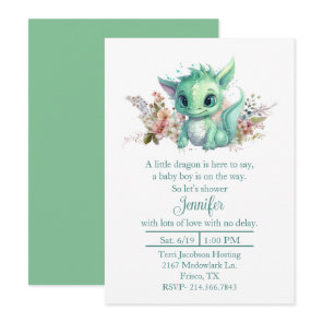 Baby Dragon Baby Shower Invitation