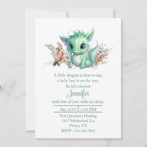 Baby Dragon Baby Shower Invitation Zazzle