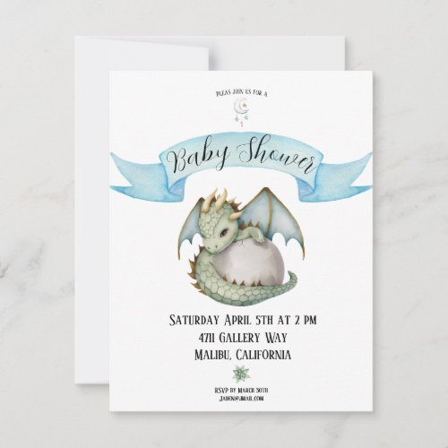 Baby Dragon Baby Shower Note Card