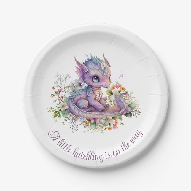 Baby Dragon Baby Shower  Paper Plates (Front)