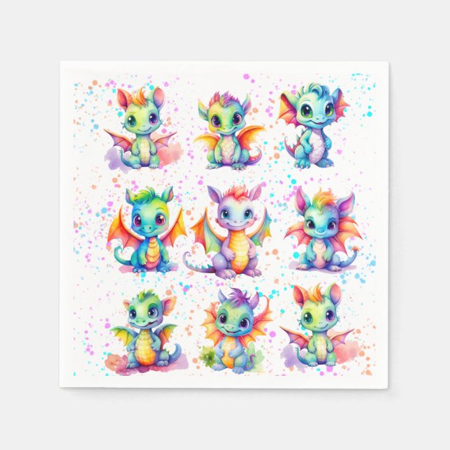 Baby Dragon Birthday Party Napkins (Front)