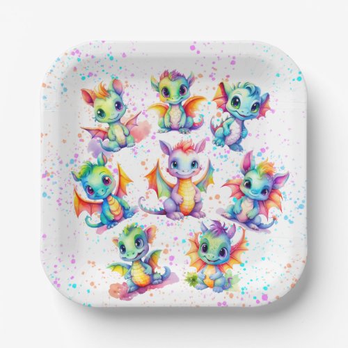 Baby Dragon Birthday Party Paper Plates