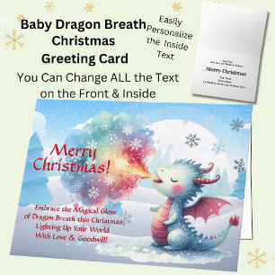 Baby Dragon Breath Merry Christmas Card