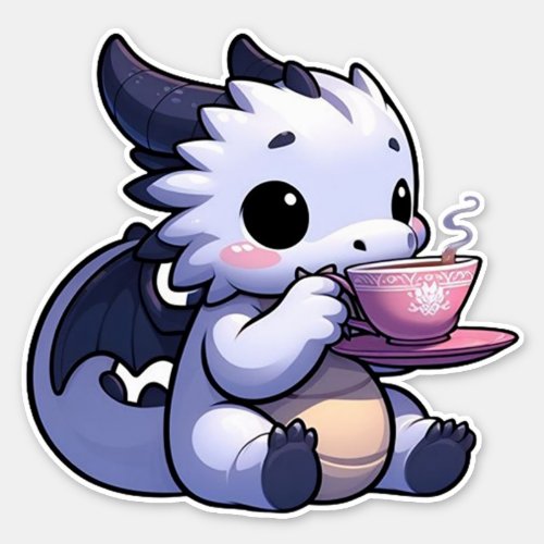 Baby Dragon drinking tea Sticker