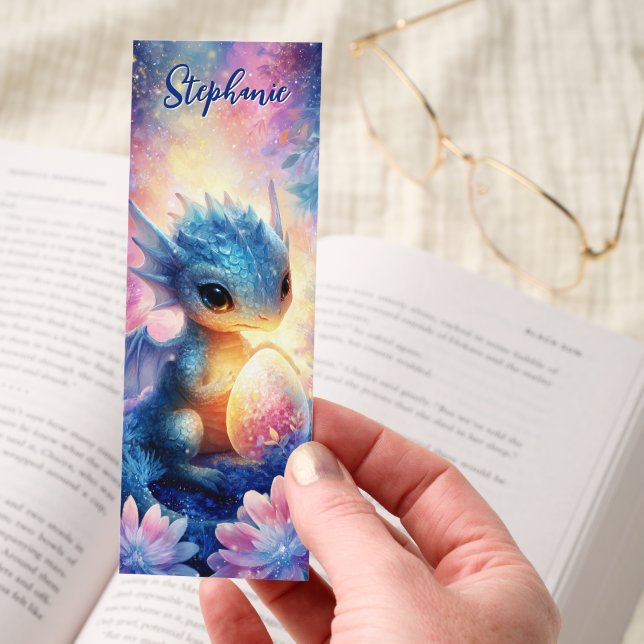 Baby Dragon Egg Fantasy Magical Personalized Bookmarks (Hand)