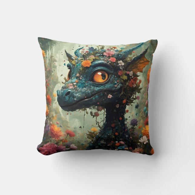 Baby Dragon Fantasy Throw Pillow (Front)