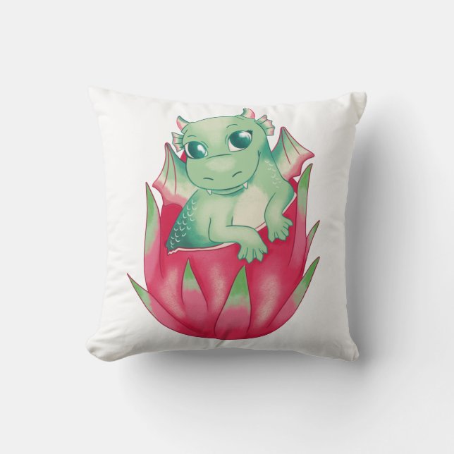 Baby Dragon Fruit Dragon Throw Pillow (Front)