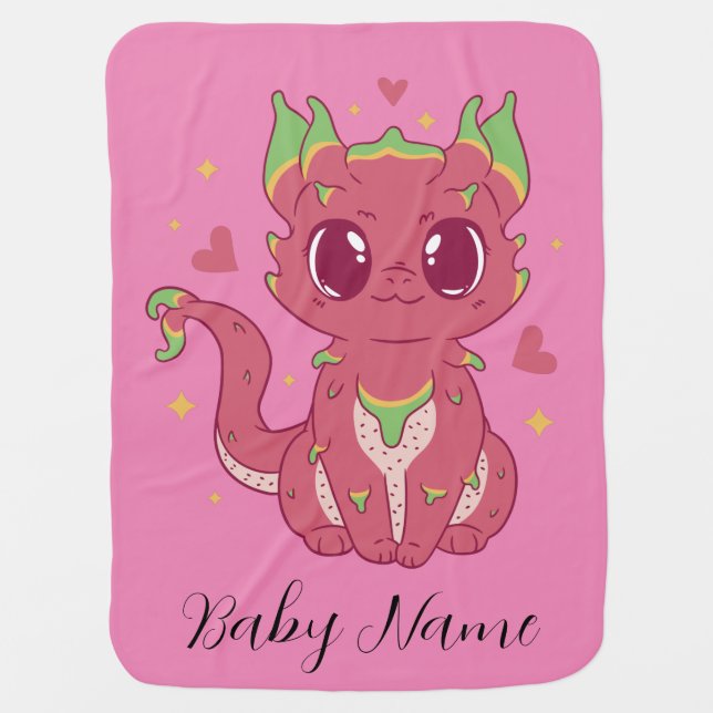 Baby Dragon Fruit Dragon With Baby Name Blanket (Front)