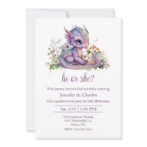 Baby Dragon Gender Reveal Party Invitation