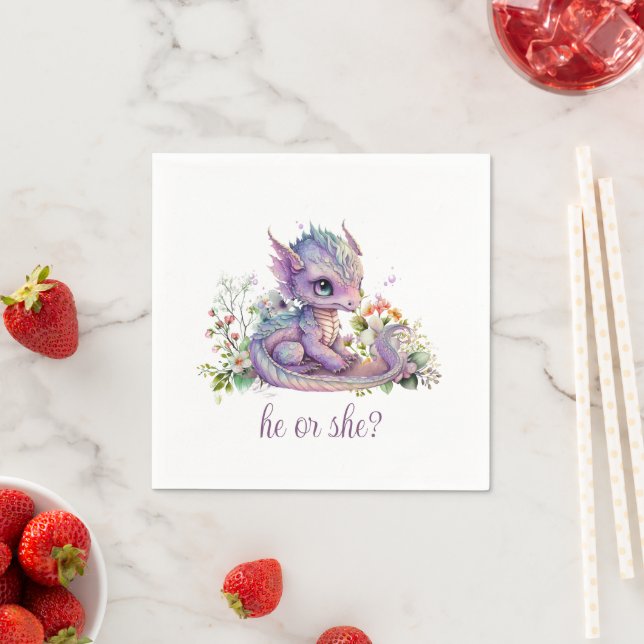 Baby Dragon Gender Reveal Party Napkins (Insitu)