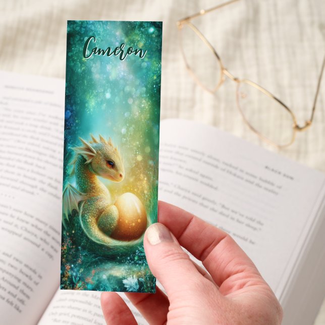 Baby Dragon Golden Egg Fantasy Personalized Bookmarks (Hand)