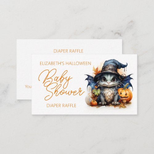 Baby Dragon Halloween Baby Shower Diaper Raffle  Enclosure Card