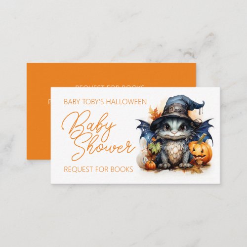Baby Dragon Halloween Book Request Baby Shower Enclosure Card