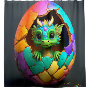 Baby Dragon Hatching Shower Curtain