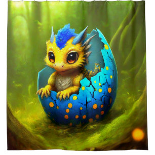Baby Dragon Hatching Shower Curtain