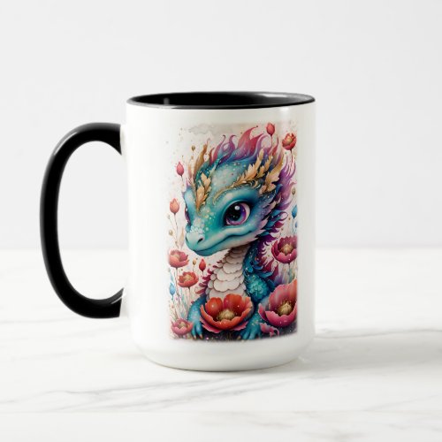 Baby Dragon in Blue and Pink Mug