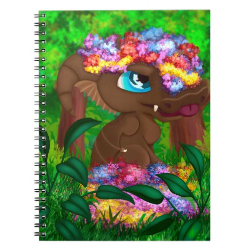 Baby Dragon in Flowerbed Spiral Notebook