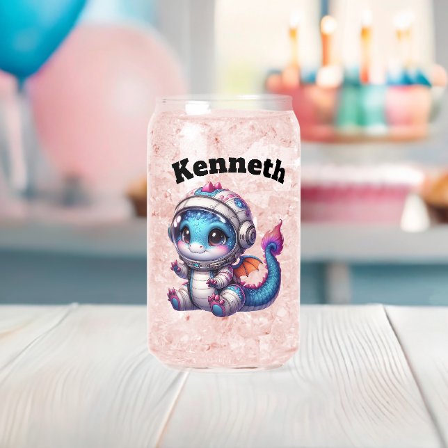 Baby dragon in helmet exploring space can glass (Insitu (Baby Shower))
