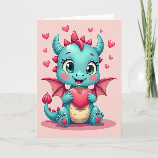 Baby Dragon Love Heart Card (Front)