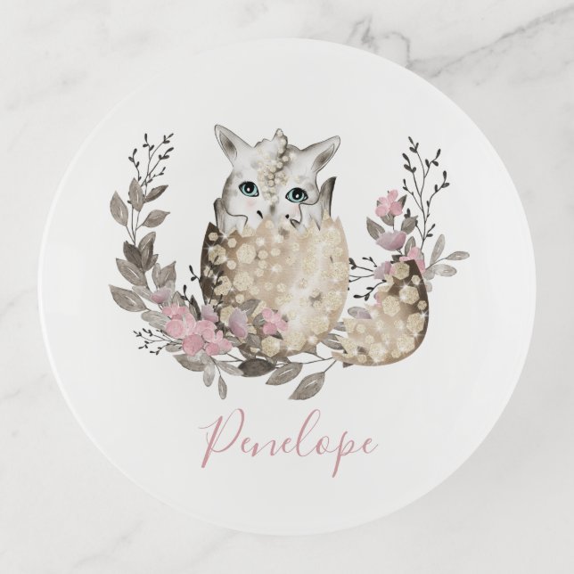 Baby Dragon Monogram  Trinket Tray (Front)