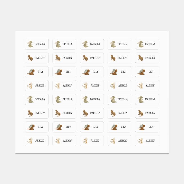Baby Dragon name labels for clothing (Sheet)