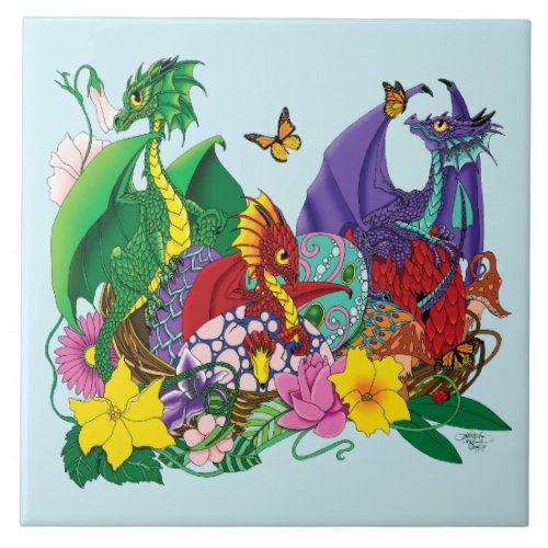 Baby Dragon Nest Fantasy Ceramic Tile