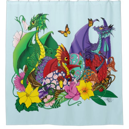 Baby Dragon Nest Fantasy Shower Curtain