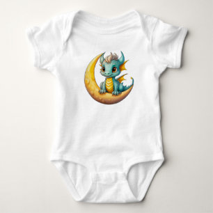 Baby Dragon on the Moon – Fantasy Design for Littl Bodysuit