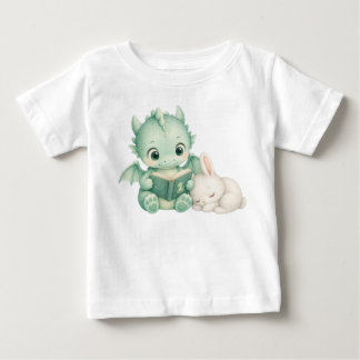 Baby Dragon Reading Book Watercolor Nursery Kids T-Shirt