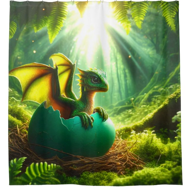 Baby Dragon Shower Curtain (Front)