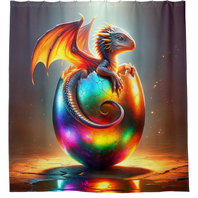 Baby Dragon Shower Curtain (Front)