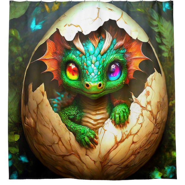 Baby Dragon Shower Curtain (Front)