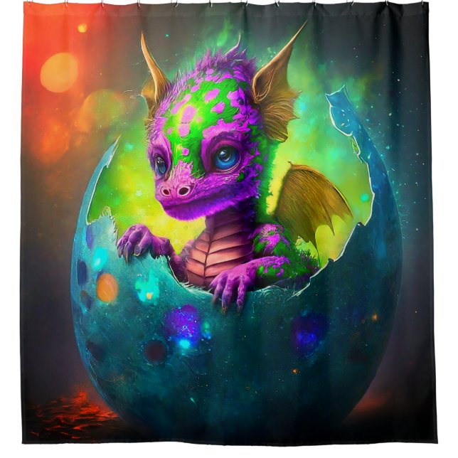 Baby Dragon Shower Curtain (Front)