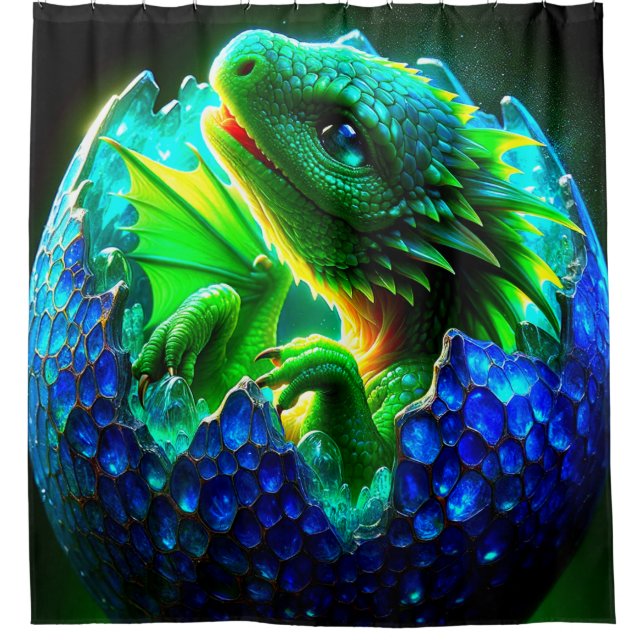Baby Dragon Shower Curtain (Front)