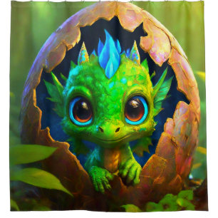 Baby Dragon Shower Curtain