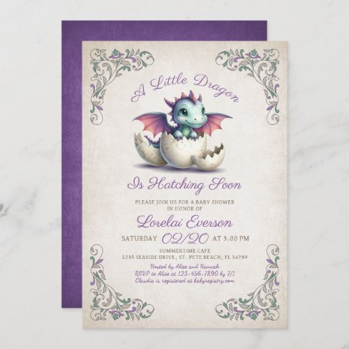 Baby Dragon Shower Invitation