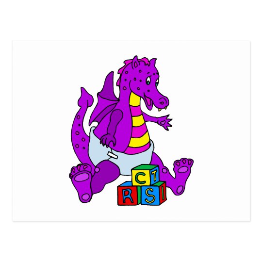 Baby Dragon with Blocks Postcard