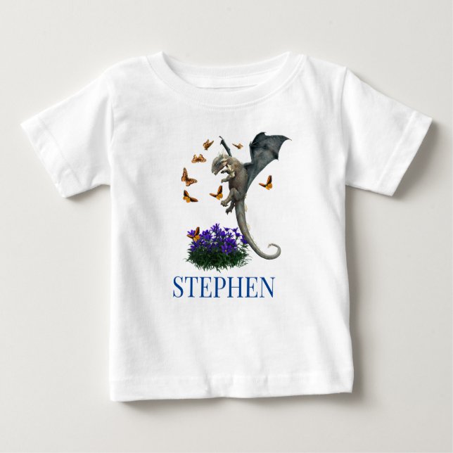 Baby Dragon With Butterflies Personalized T-Shirt (Front)